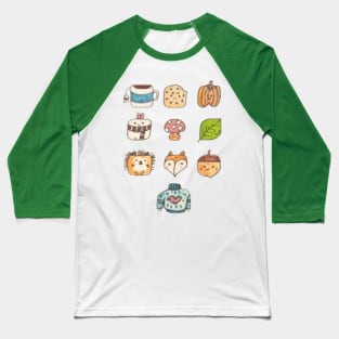 Cute Pack of Autumn Things Baseball T-Shirt